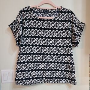 Tommy Hilfiger Chain Pattern Black and White Women's Top